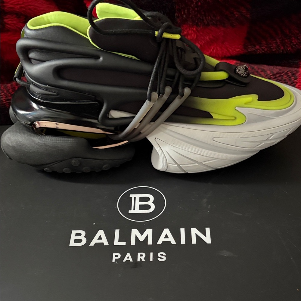 Balmain Black and Lime Sneakers